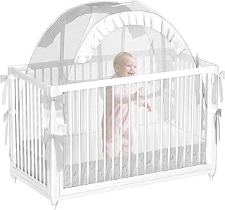 Baby Crib Tent, Canopy Tents to Keep Toddler in, Babies Cribs Nets, 48" X 26" X 57", White, Mesh, Pop-up Safety Net, Babycrib Mosquito Netting, Bed Cover for Climbing Out, Climbers, Boys | Houseables