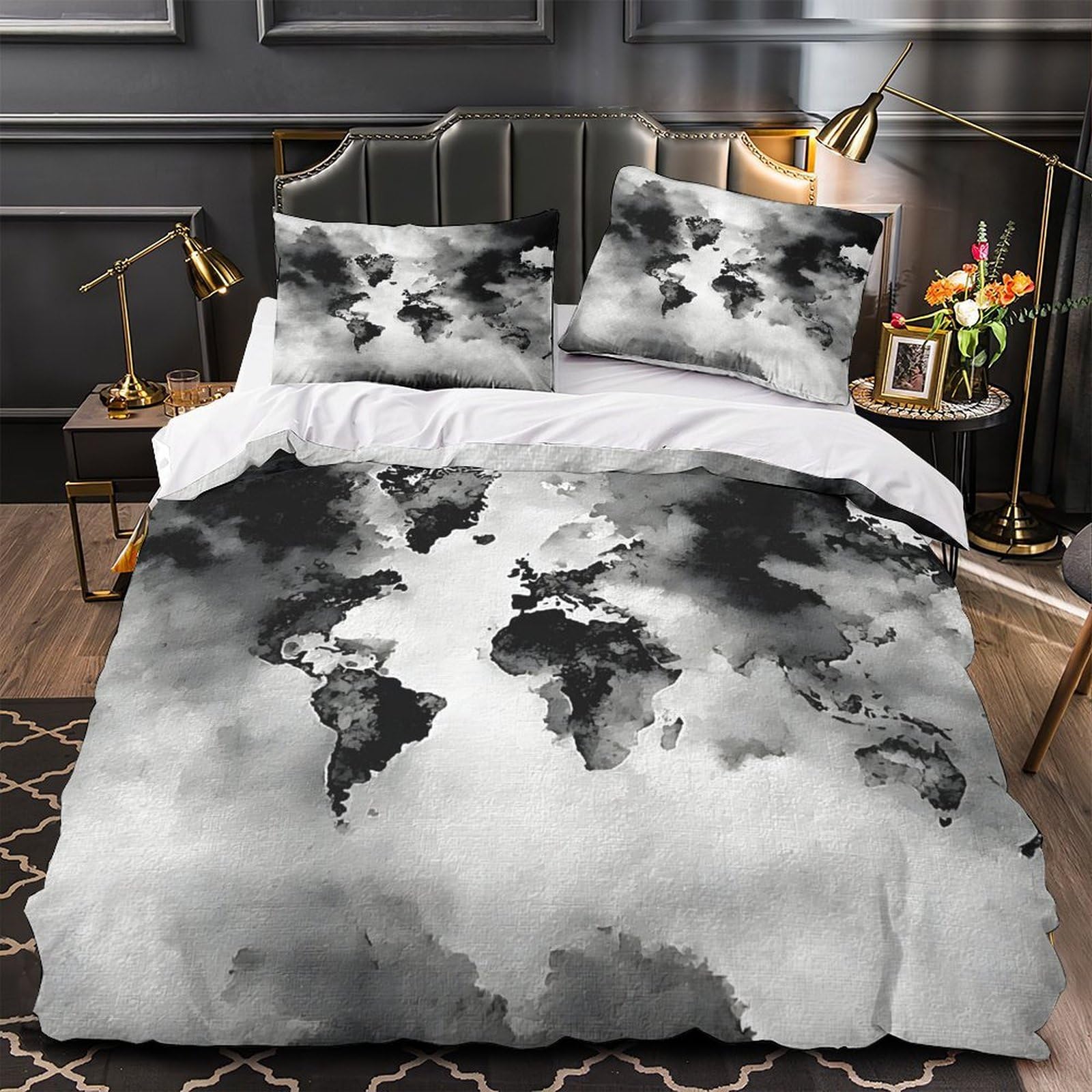 Parure de lit loup avec housse de couette 200x200cm en microfbre 3D pour lit double