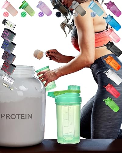 Miniatura 7 de EBAT Botella agitadora verde claro con elegante diseño mecánico (tapa giratoria con cierre y brazo delgado fijo antifugas, bucle grande Moden),