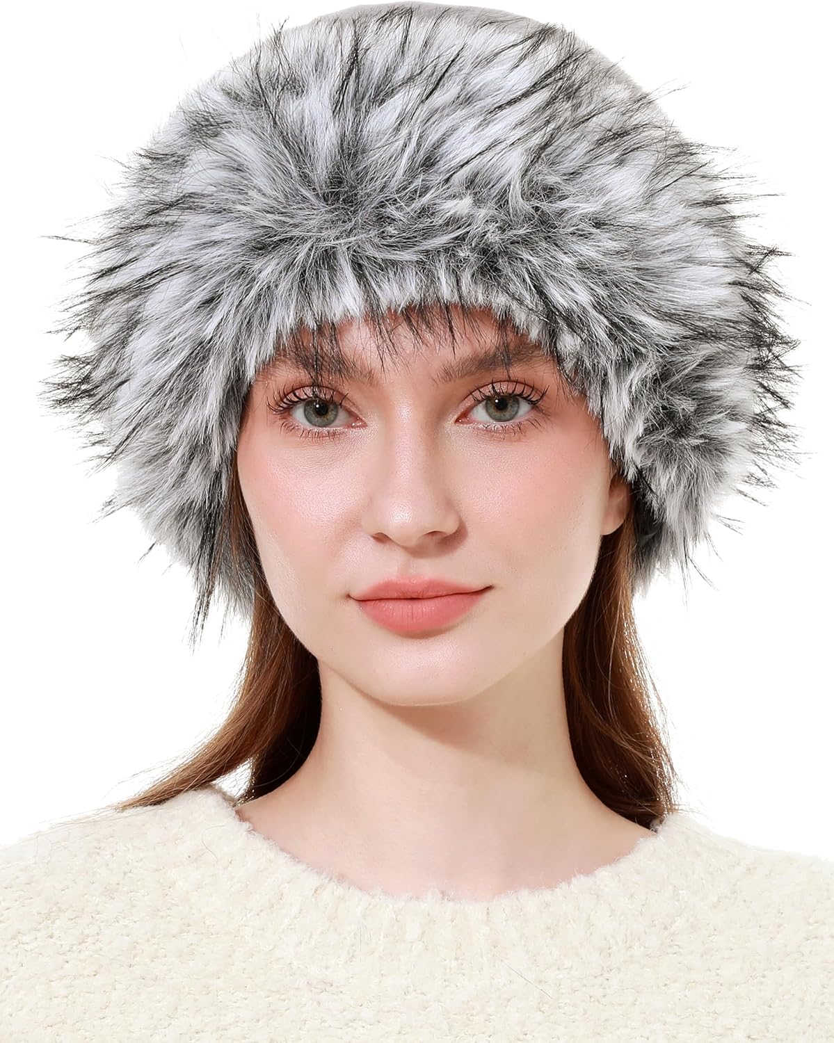 sy soul young Women's Leopard Faux Fur Hats Fluffy Bucket Hat Russian Style for Winter