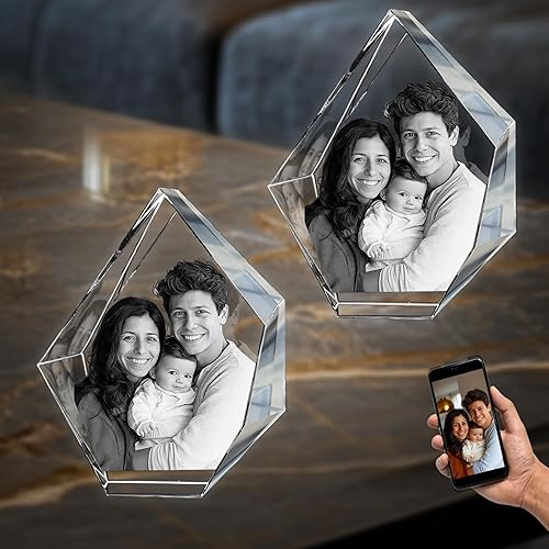CAPTUR3D Foto de cristal 3D, regalos conmemorativos personalizados para mamá, papá, esposa, hombres, seres queridos, cristal grabado con láser 3D,