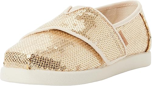 TOMS Mocassins Plats Alpargata pour garçon et Fille, Champagne, Mini Paillettes,