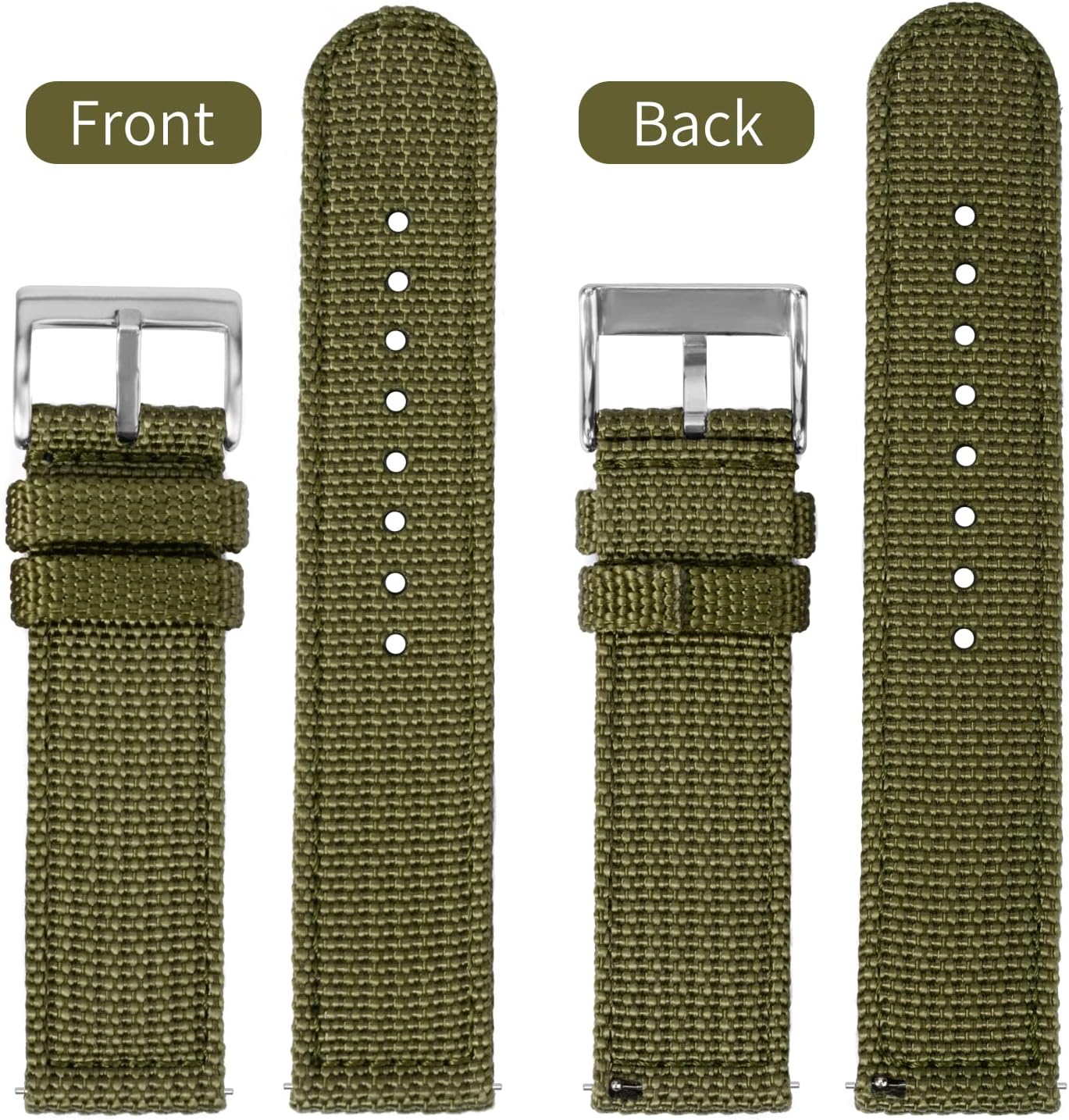TStrap Nylon Watch Strap 20mm - Quick Release Watch Band Soft Black - Canvas Military Wtach Bands for Men Ladies – for Smart watch Bracelet Replacement with Clasp - 18mm, 20mm, 22mm 24mm image 2