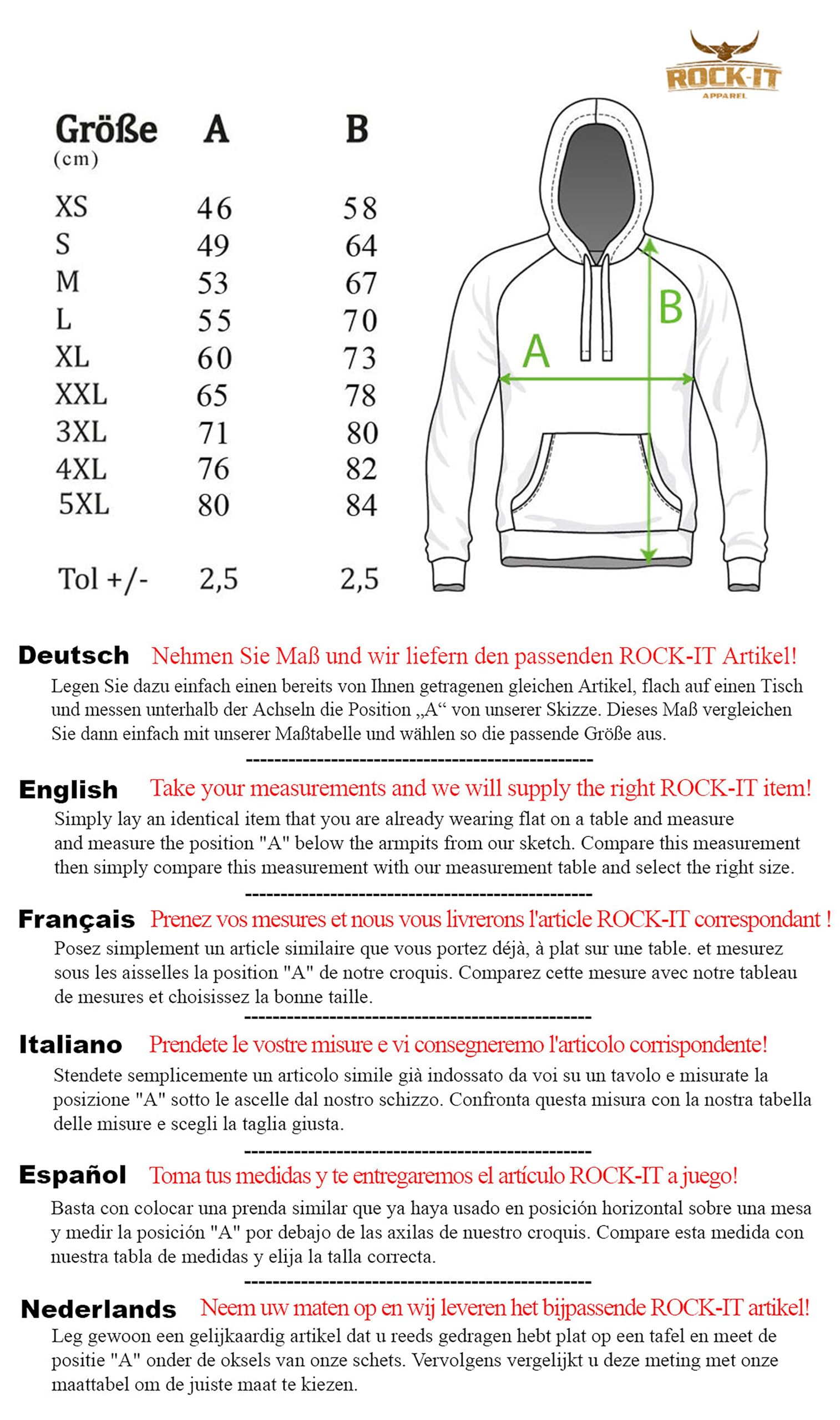 ROCK-IT Apparel Bluza z kapturem dla mężczyzn – miękka tkanina najwyższej jakości – bluza z nadrukiem logo w stylu miejskim [rozmiary S-5XL] z kieszenią typu kangurka