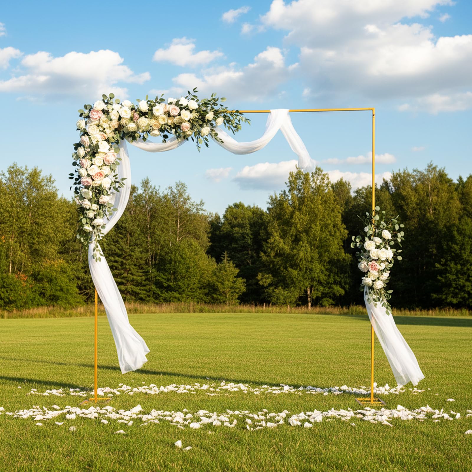 Set di supporti quadrati dorati per sfondo per matrimoni, 3 x 3 m