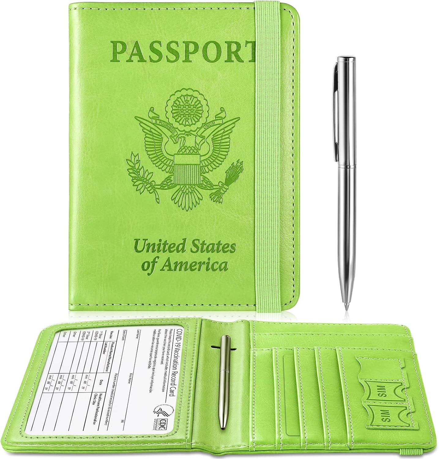 Passport and Vaccine Card Holder Combo, Leather Passport