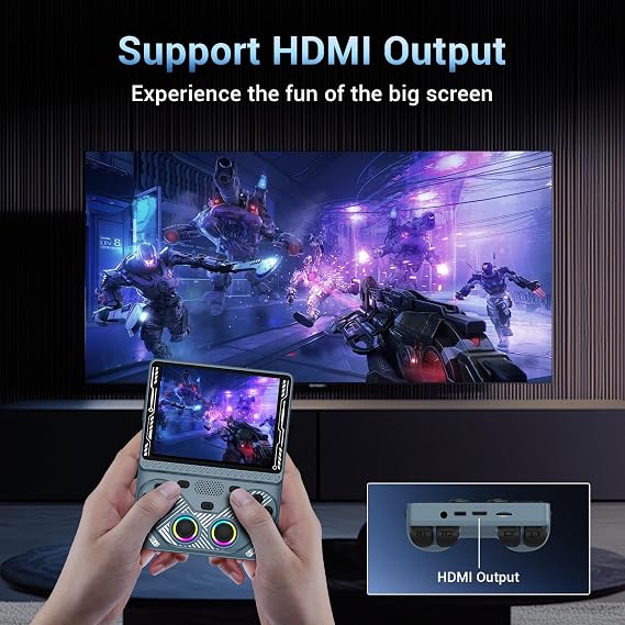 RG43V Pro Retro Handheld Game Console, 4.3 Inch IPS Retro Gaming Console, RK3526 Chip with Dual RGBOX & EE System, 4000mAh Battery, Support HDMI Output, WiFi Online Multiplayer Game Console, Gray