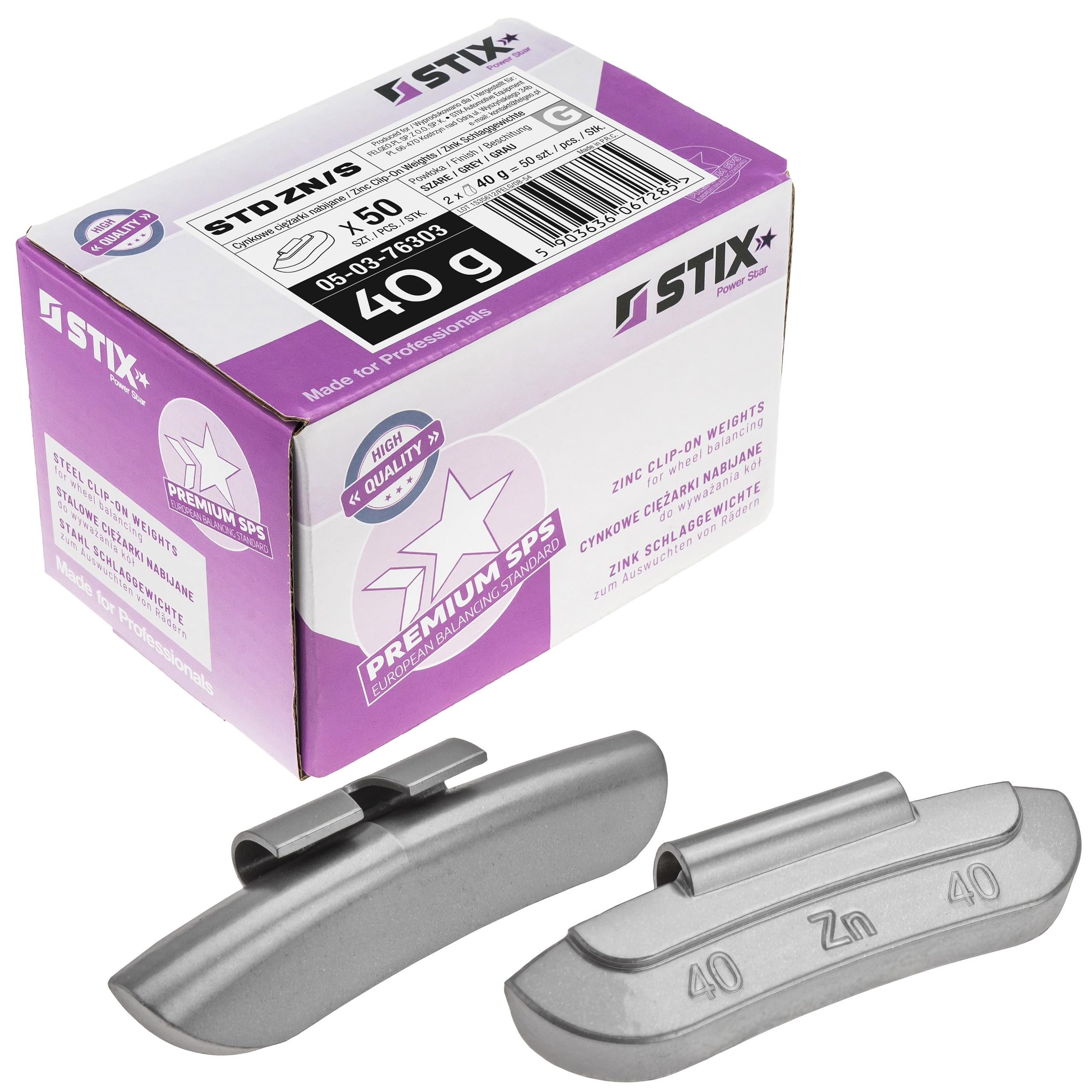 Stix Schlaggewichte Set 5-45g für Stahlfelgen - 450 STK Zink Wuchtgewichte