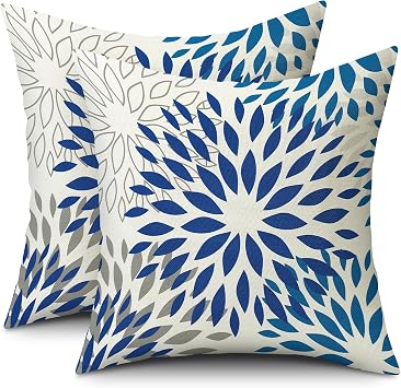 Outdoor Pillow Covers Set of 2, Waterproof Throw Pillow Cover 18x18 Inch, Elegant Pillowcase for Patio Funiture Garden Couch
