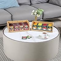 Vista 2 de Organizador de bolsas de té de bambú apilable de 2 capas y estante - Contenedores de madera para cajas de té - Soporte para encimera o gabinete