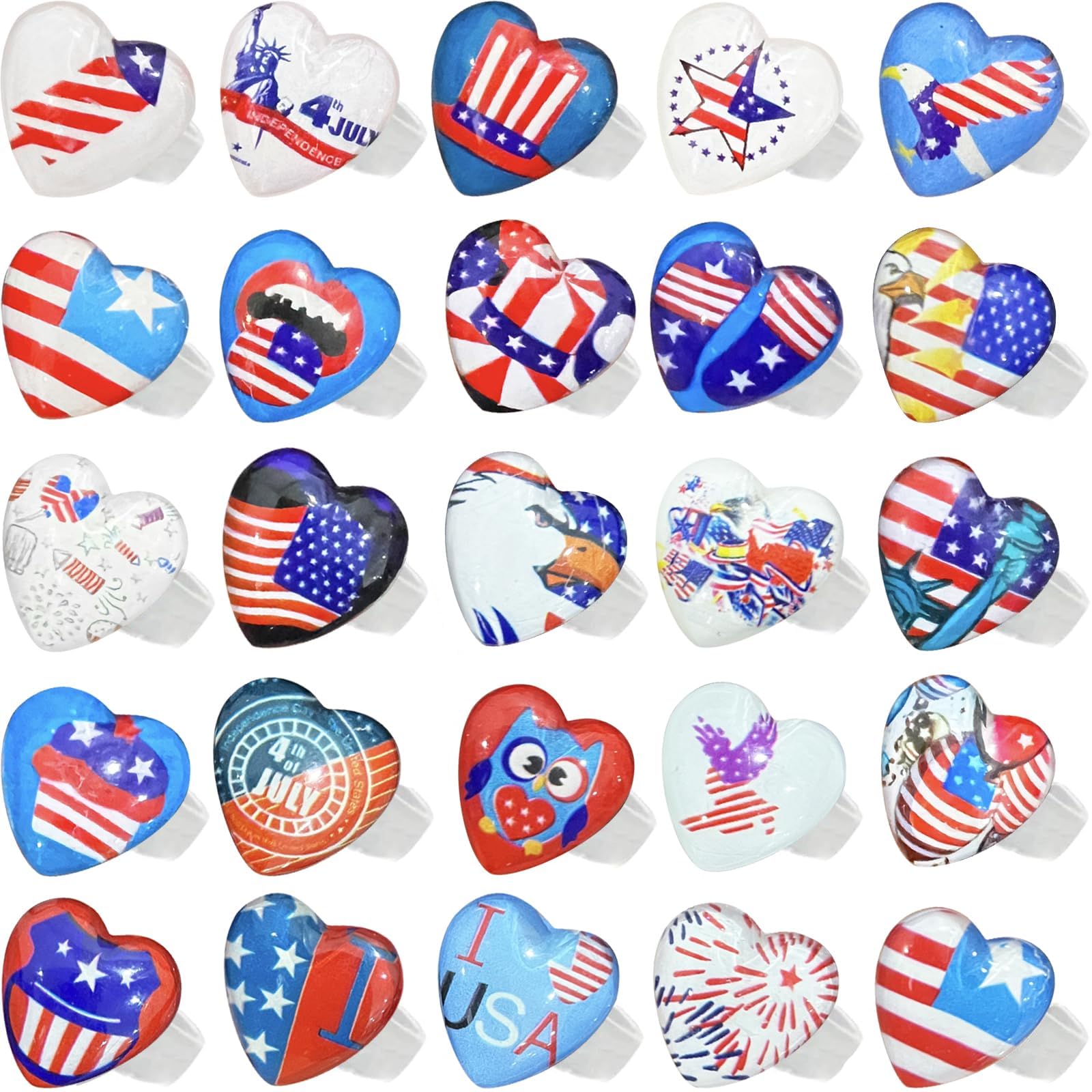 Yizeda 28 Pack 4th of July LED Light Up Rings 4th of July Party Supplies Red White and Blue Stars Women Men Independence Day Patriotic Party