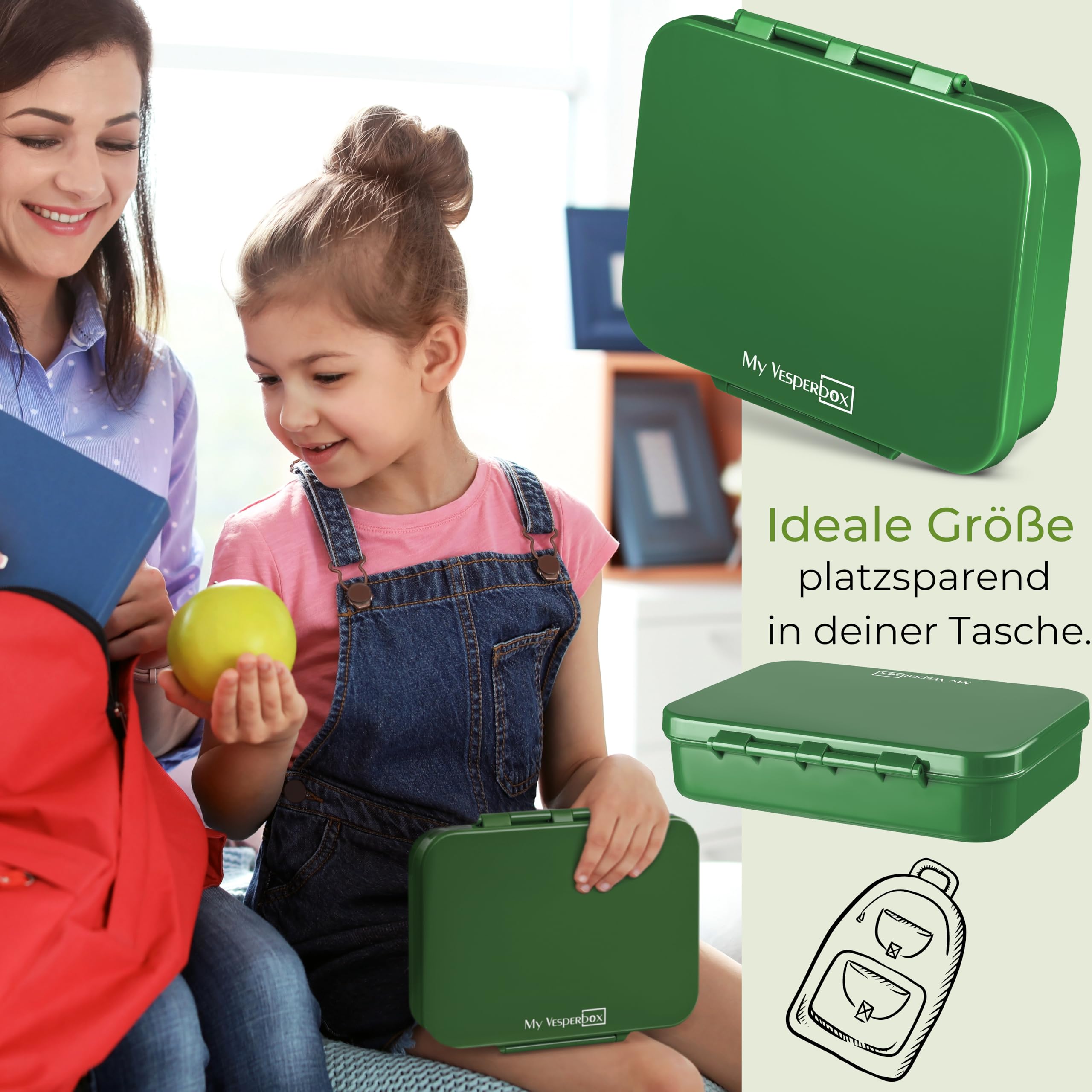 My Vesperbox - Bia Set – pudełko śniadaniowe i butelka na napoje dla dzieci 500 ml – szczelne i wolne od BPA – pudełko na lunch do szkoły i przedszkola - zestaw Bento Box