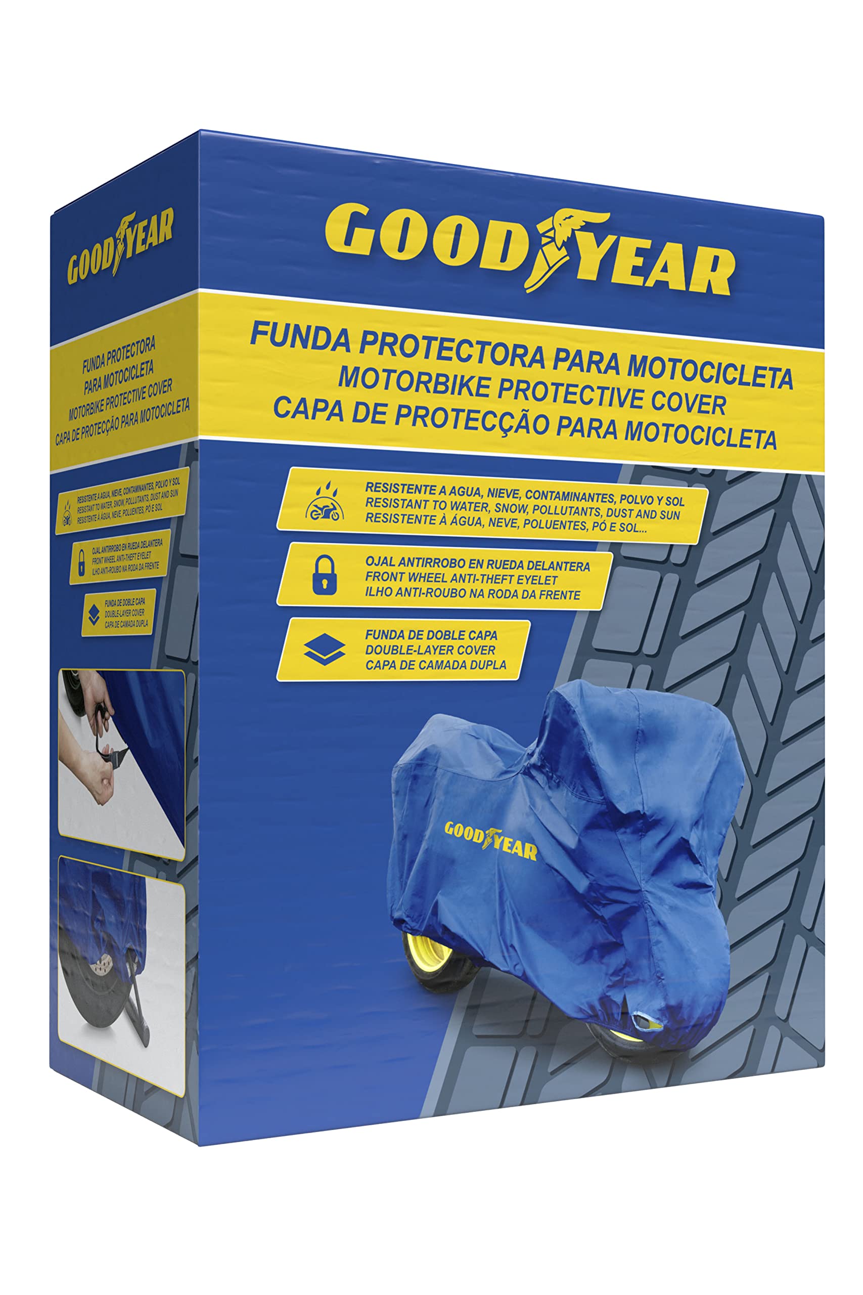 Goodyear Funda Protectora para Moto Talla L Doble Capa con Ojal de Seguridad