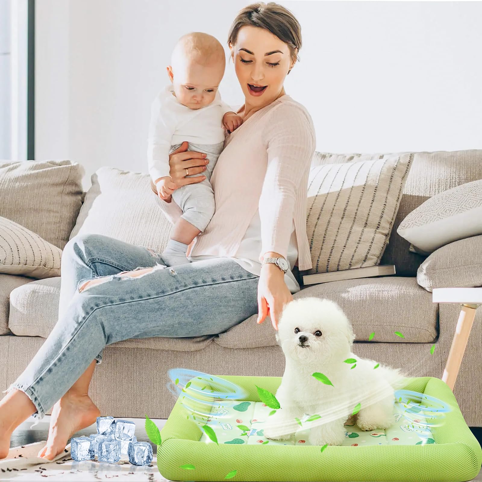 PETCUTE Cuccia per Cani Estiva,Traspirante Tappetino Raffreddamento per Cani con Fondo Antiscivolo,Tappetino Rinfrescante per Cani di Piccola, Media Taglia,Facile da Pulire