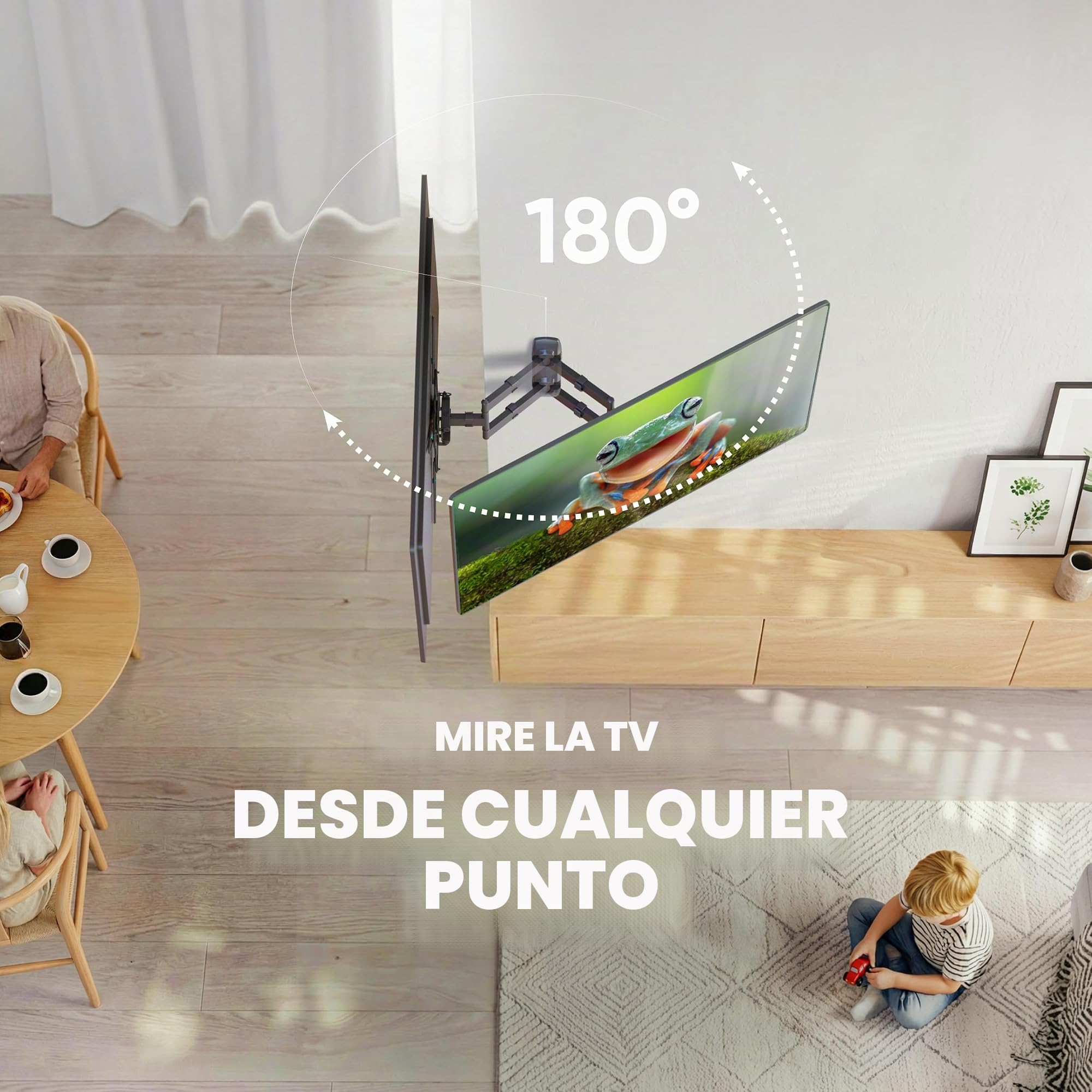 ONKRON Soporte TV Pared 32-65 Pulgadas, Carga de hasta 35 kg, VESA 100x100-400x400 mm, Soporte Television Pared Articulado, Inclinable y Giratorio 180°, Brazo TV Extensible, Negro M4-B