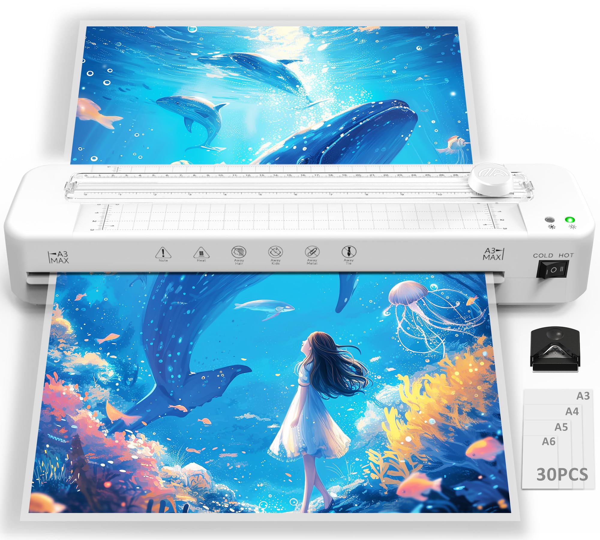 Plastificatore Bonsaii A3 5 In 1 - Con Taglierina E Arrotondatore Angoli | 10 Pellicole A5/A6 Incluse - Foto 7