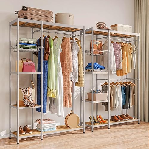 Miniatura 8 de Perchero resistente para ropa de 800 libras de capacidad, perchero de metal independiente con estantes, estantes de ropa comercial para colgar ropa,