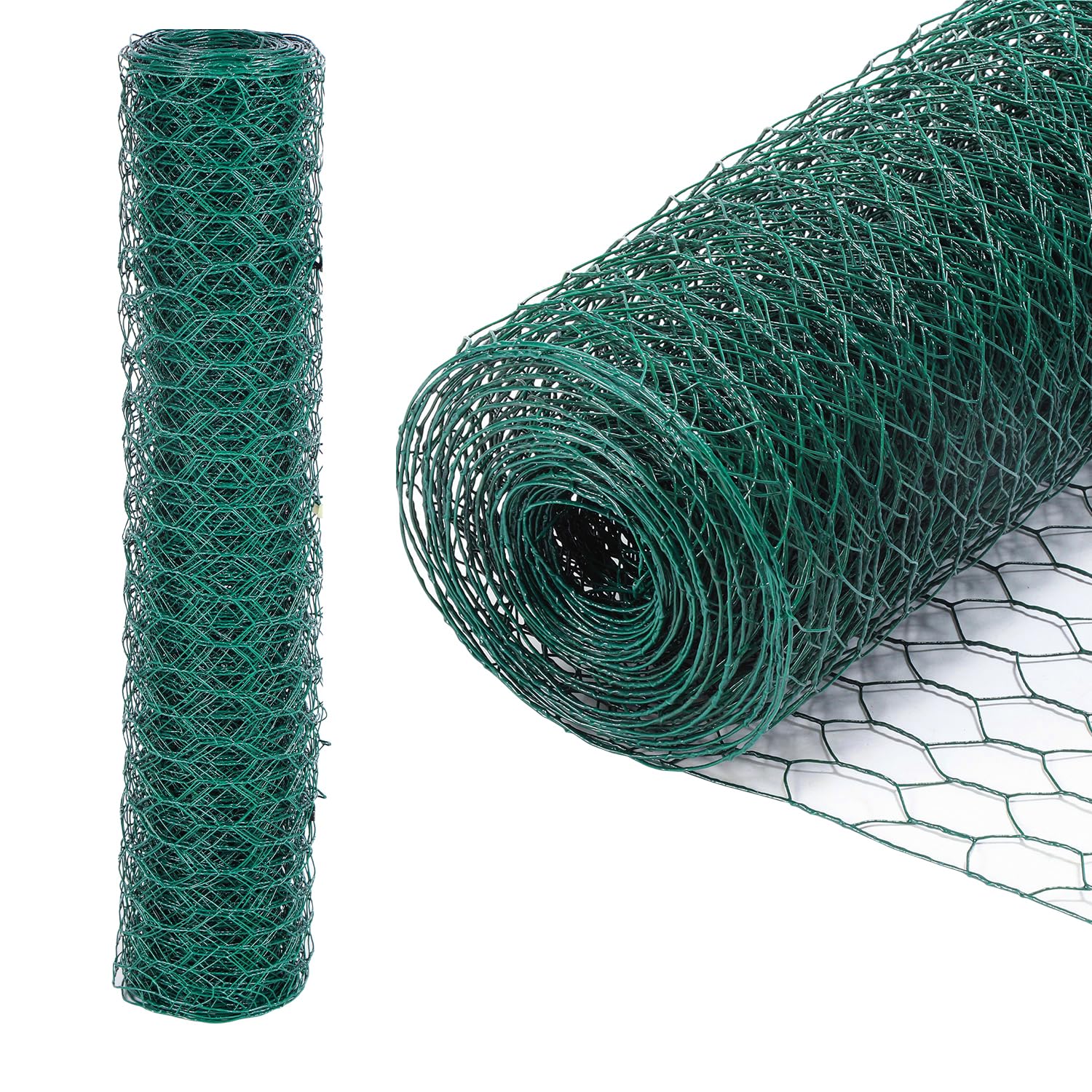 Eulenke Grillage hexagonal galvanisé pour lapin, grillage métallique, grillage hexagonal, largeur des mailles 27 mm, hauteur 50 cm, longueur 25 m, vert