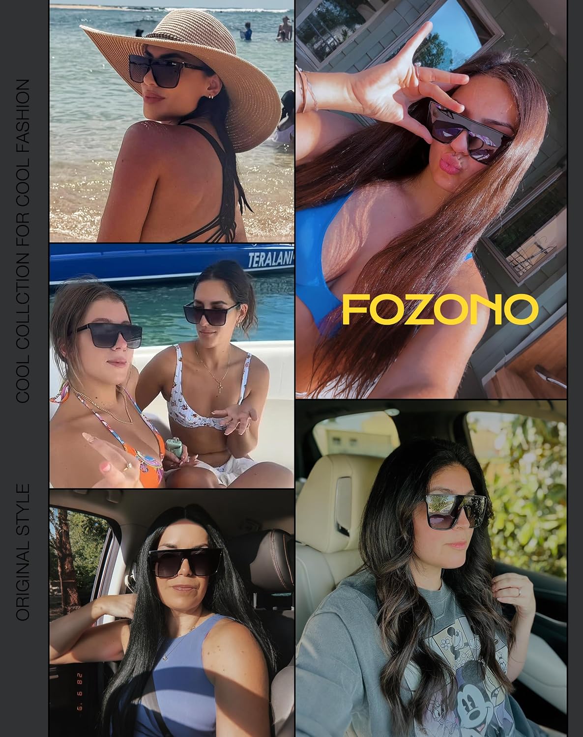 Trendy Square Oversized Sunglasses for Women Men Retro Flat Top Shield Sun Glasses UV Protection Once Piece Lens - Image 4