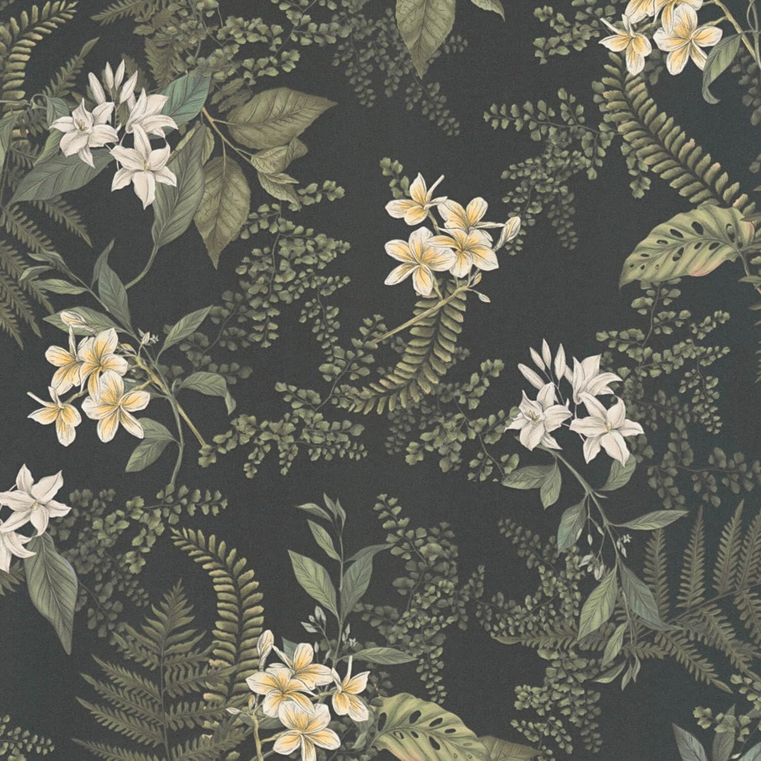 Papier peint floral Profhome 394244-GU intissé noir jaune blanc 5,33m2