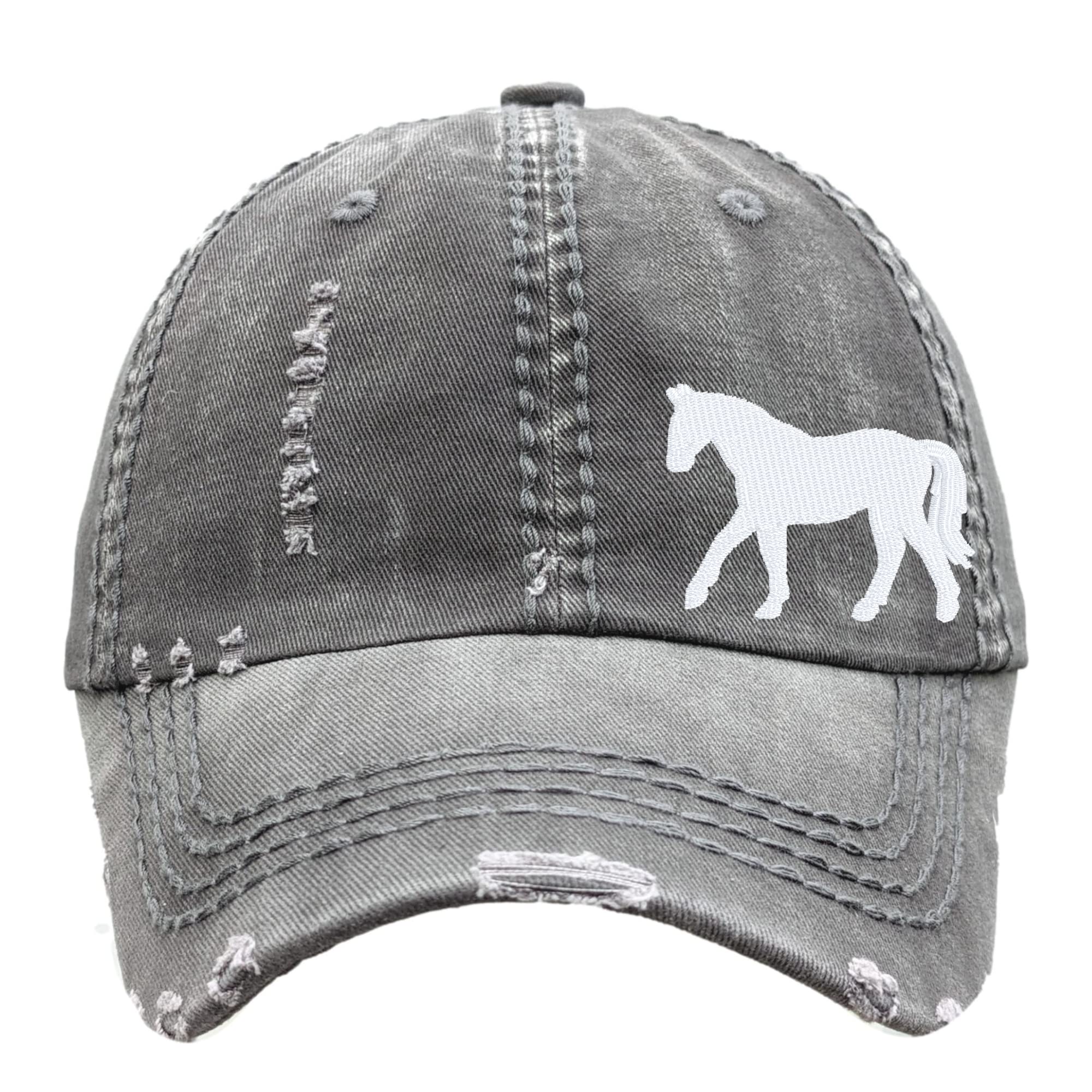 Women's Embroidered Horse Shape Hat, Baseball or High Ponytail Cap, Handmade Equestrian Gift Present Tack Clothing for Her Wife Mom Daughter Sister Friend, Birthday Christmas