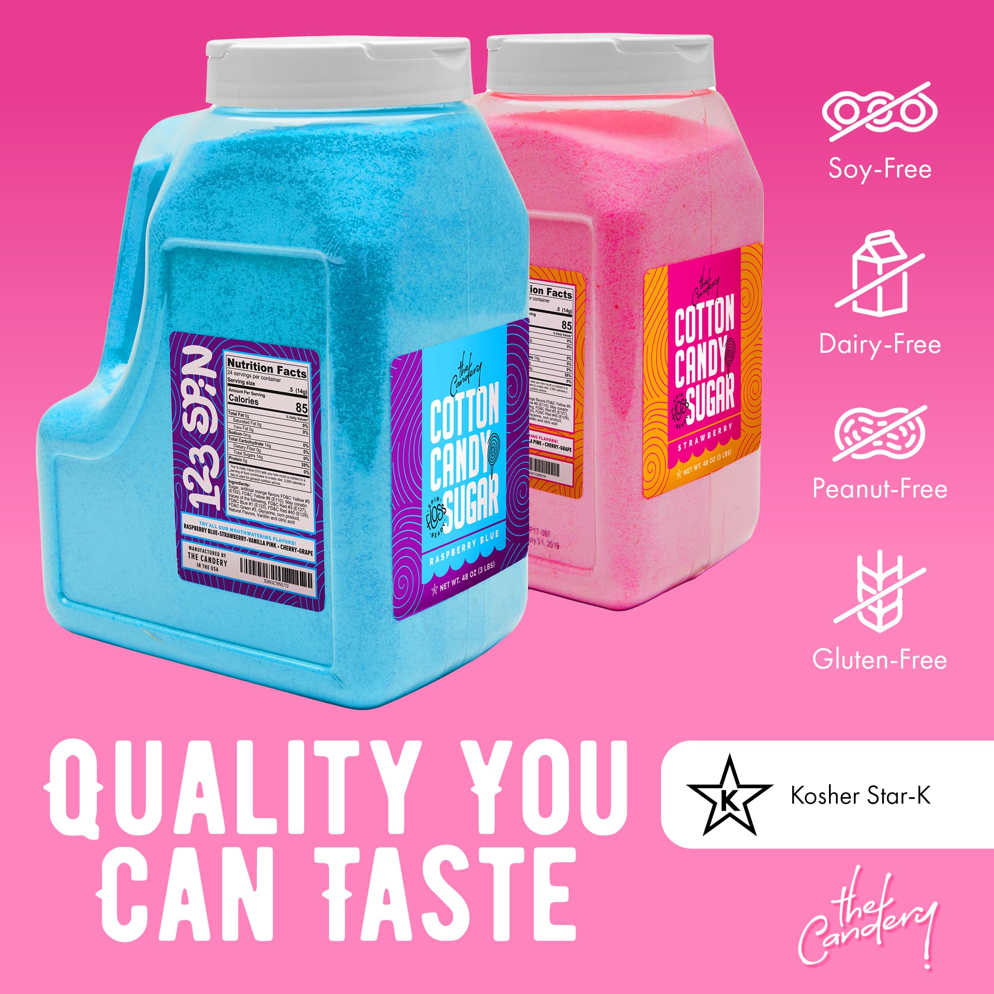 Amazon.com: The Candery Cotton Candy Floss Sugar 6lbs 96oz Jars