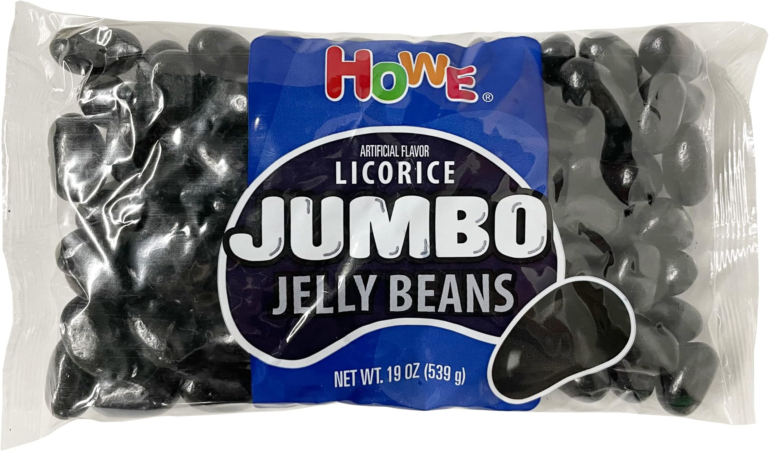 Here's Howe Jumbo Licorice Jelly Beans 19 Ounce Bags (12