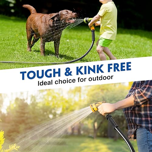 Miniatura 6 de GREENER Manguera de jardín híbrida resistente de 10 pies de diámetro de 58 pulgadas, manguera de jardín interior duradera con mango de agarre