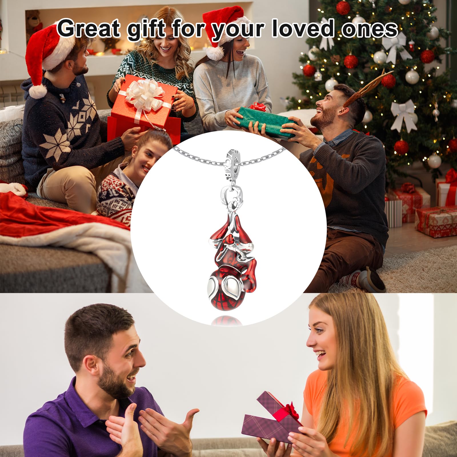 Collar con colgante de SpiderMan para mujeres y hombres, cadena de joyería de araña ajustable roja, regalo rosa ideal para fanáticos del hombre araña, cosplay, uso diario, Latón, No es una 6