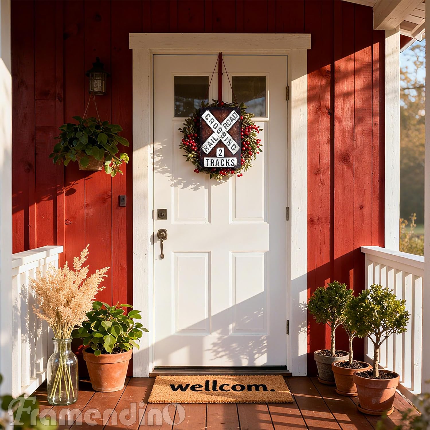 Framendino, Railroad Crossing Tin Sign Vintage Metal Wall Decor for Home - Image 4