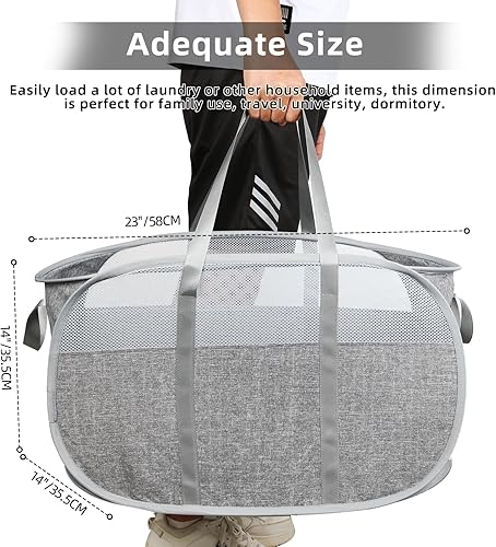 Miniatura 3 de Collapsible Laundry Baskets, Foldable Mesh Clothes Hamper with Reinforced Handles, Durable Pop Up Hampers for Laundry, Tear Proof & Easy to Carry