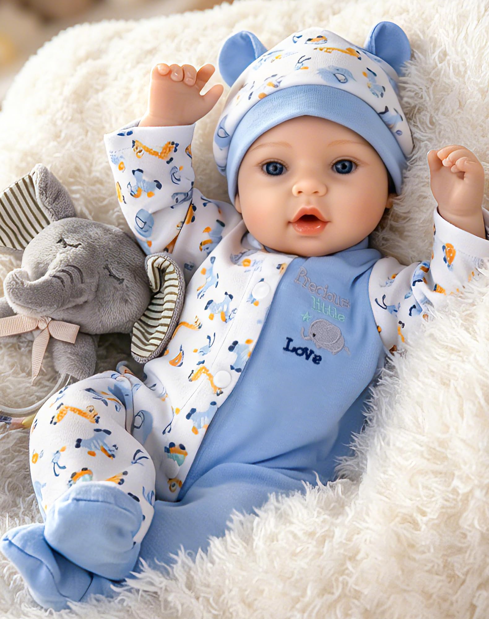 Reborn Baby Dolls Boy, 18-Inch Realistic Newborn Baby in Blue Outfit