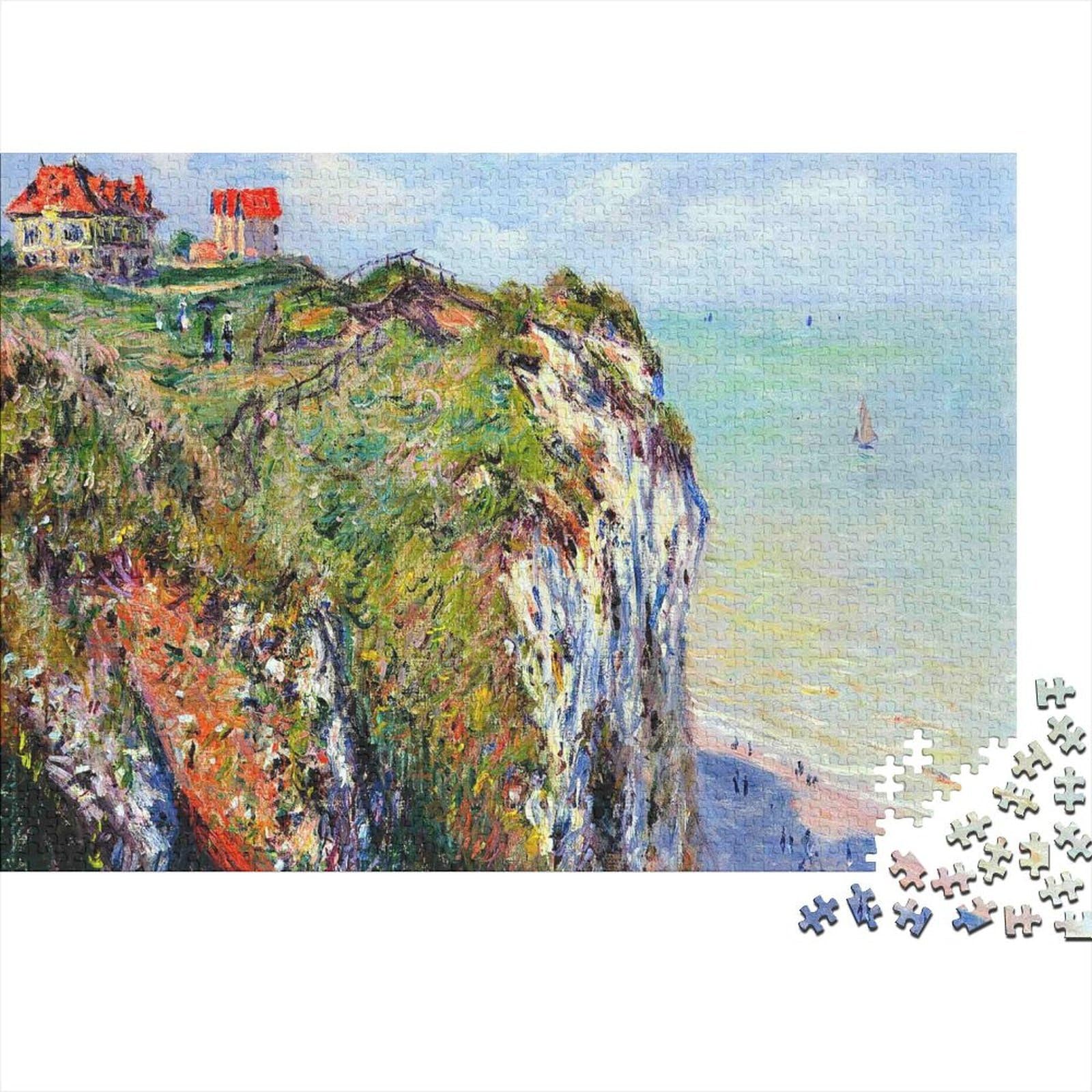 Coastal Cliffs Painting Eco-Friendly Material Puzzle Jigsaw Premium Brainteasing Cliff House View for Adults And Kids Age 14+ 38x26cm/1000pcs