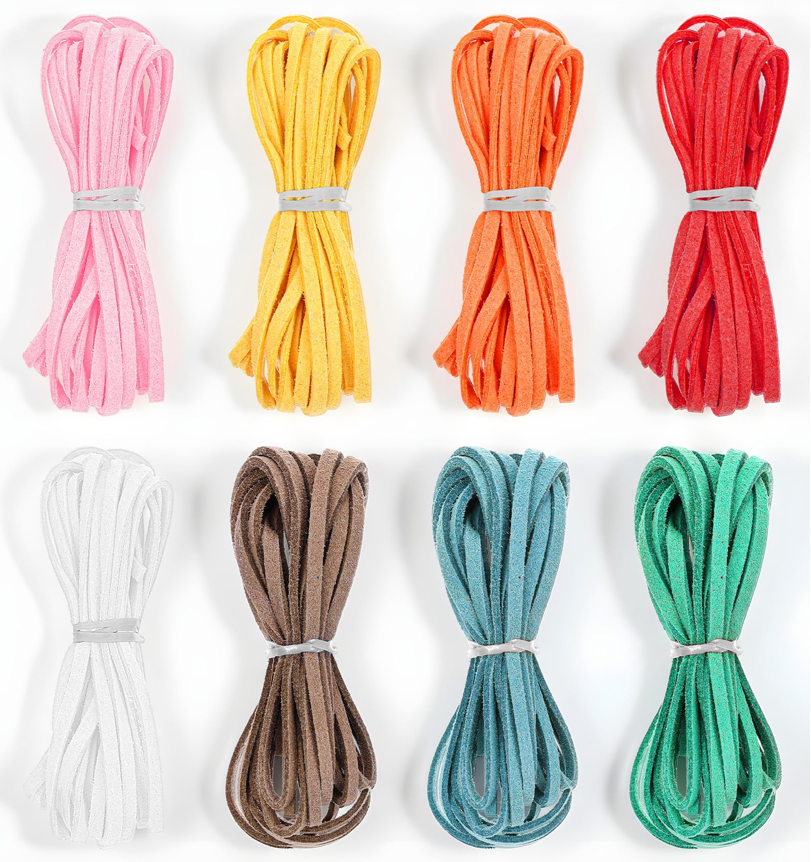 8Pcs Suede Cord, Leather String for Jewelry Making & Thin Leather Cord, 3mm x 2.6 Yard for Necklace, Bracelet & Crafts (8 Colors)
