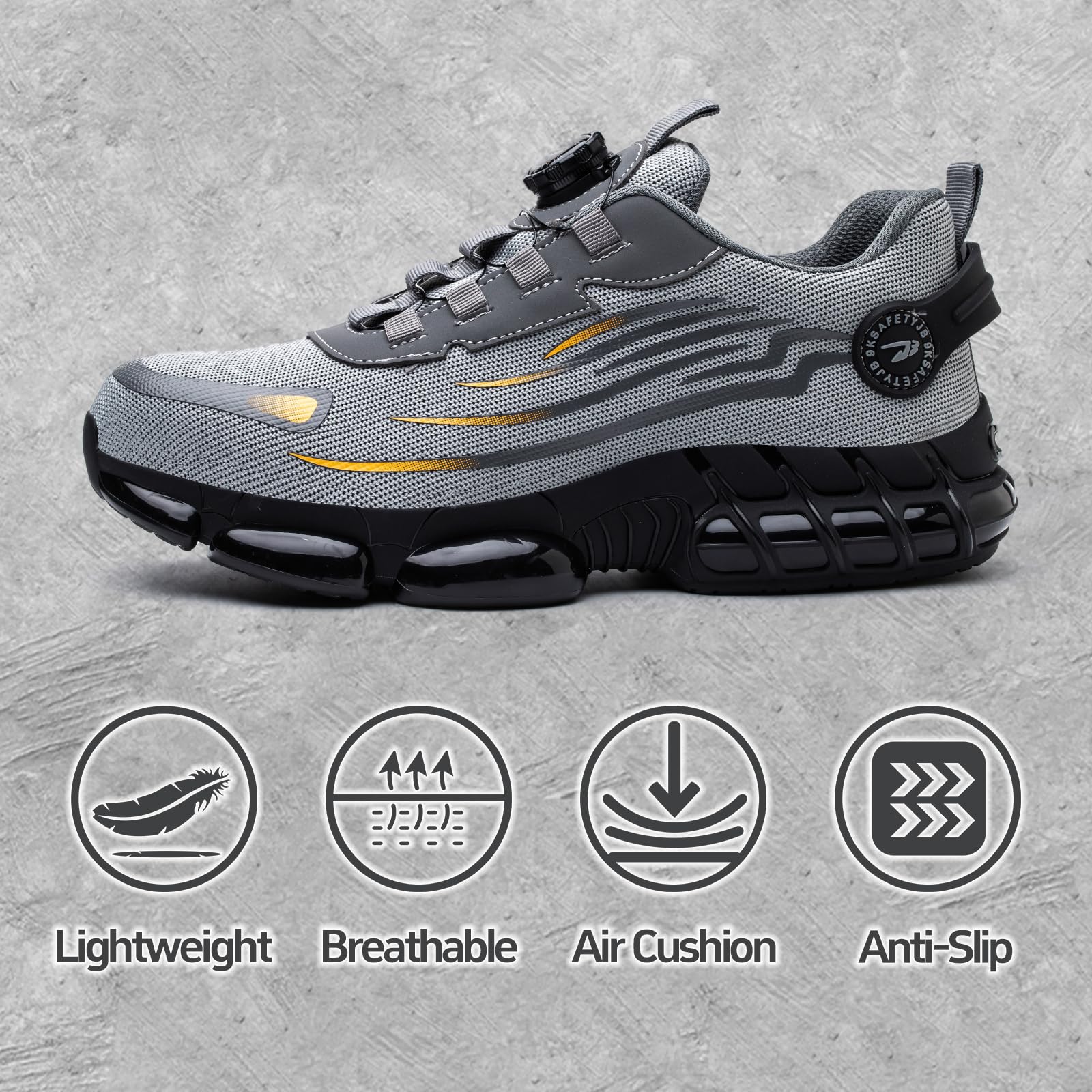 Gugifcto Scarpe Antinfortunistiche Uomo Donna Moda Sneakers Antiscivolo Leggere Traspiranti Rilascio Comode Rapido Scarpe Sicurezza con Punta in Acciaio 36-48 EU