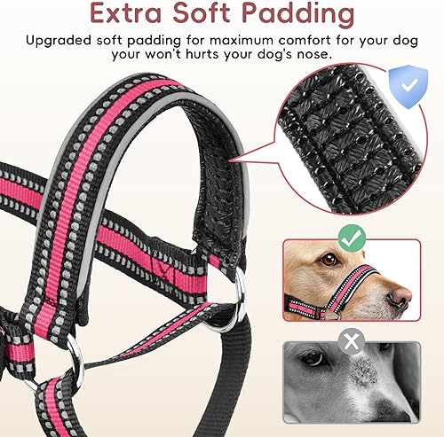 Miniatura 10 de BARKLESS Collar de nailon suave para perros grandes y medianos, acolchado reflectante para entrenamiento, correa de bozal ajustable sin tirones