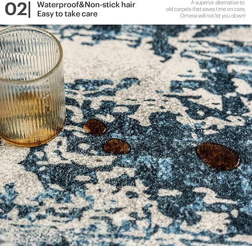 Miniatura 3 de OMERAI Alfombra de área de 5 x 7 pies para dormitorio, alfombra lavable para sala de estar, cocina, comedor, antideslizante, decoración del hogar,