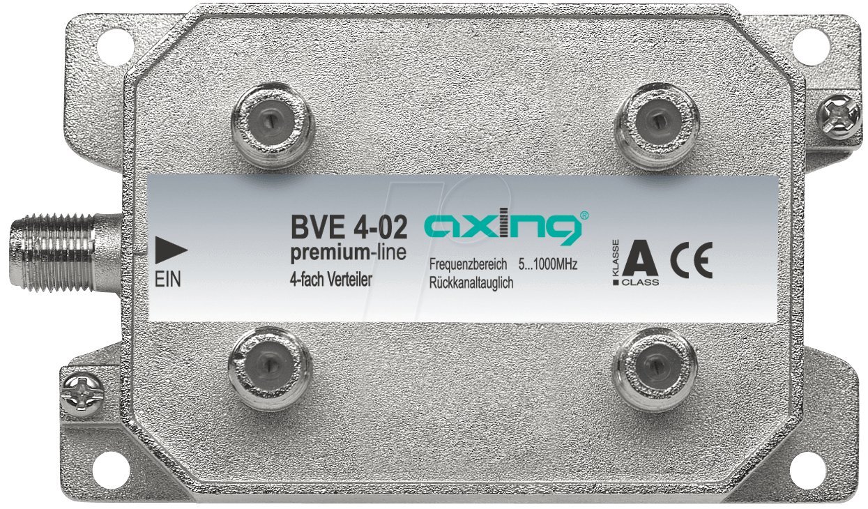 Axing Bve 4-02 Splitter 4 Vie, 5-1006 Mhz Partitore Antenna Con Connettore F, Per Digitale Terrestre E Tv Via Cavo - 4