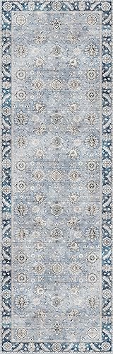 Miniatura 2 de Floralux Alfombra lavable de 2 x 6 pies, color azul, ultrafina, antideslizante, para pasillo, lavandería (2 x 6 pies, azulmulticolor)