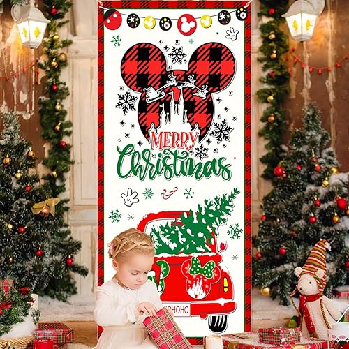 Miniatura 5 de Decoración de Navidad para puerta, 35.4 x 70.8 pulgadas, decoración de puerta de Navidad, decoración de puerta grande de Navidad para decoración de