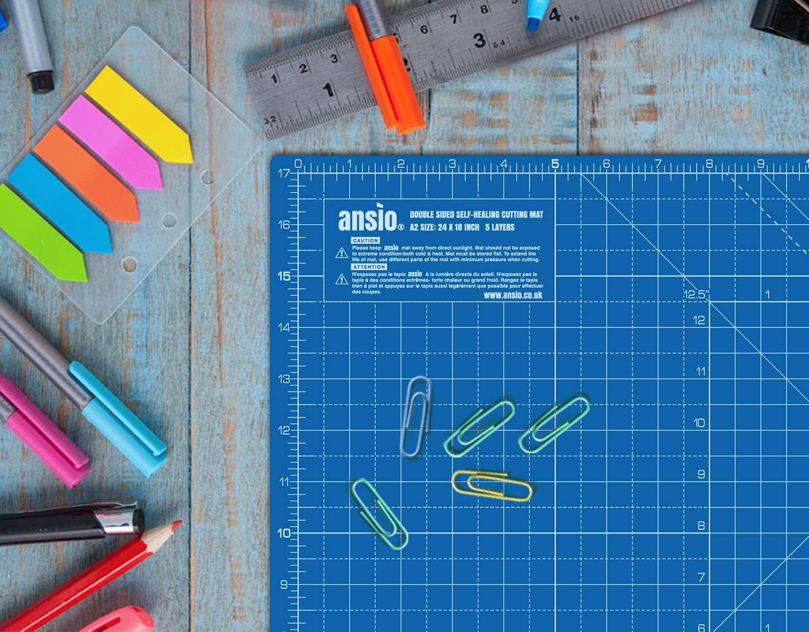 ANSIO Craft Cutting Mat Self Healing A2 Double Sided 5 Layers