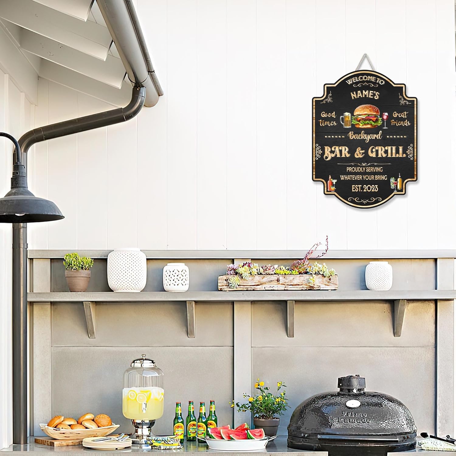 Artsy Woodsy Custom Backyard Bar & Grill Sign - Wall Art Plaque Decor, Personalized Home Pub Accessories, Outdoor Kitchen, Pool, Patio, Garden Yard Porch Deck (22)