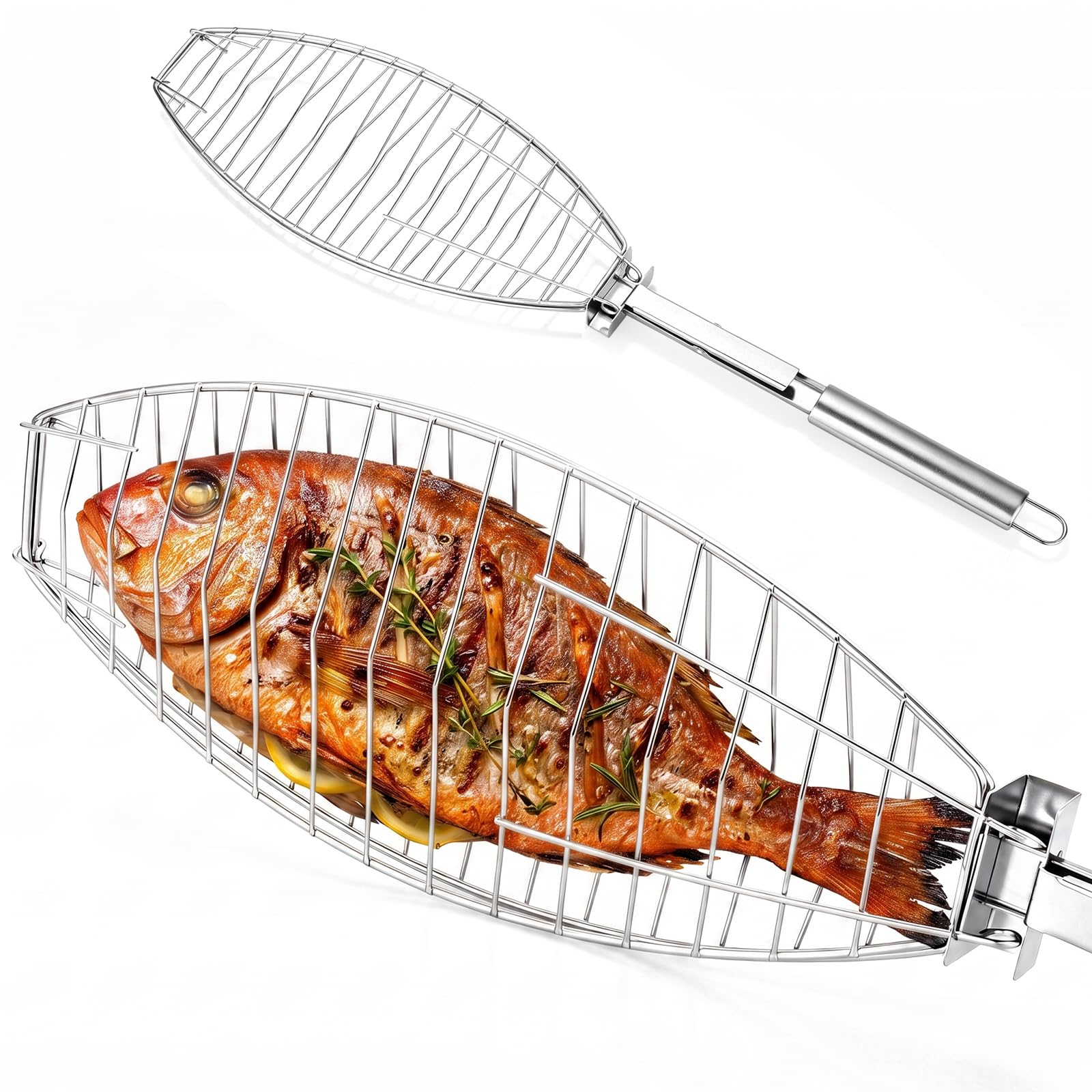 bbq fish box 2 Packs Grill Basket - Premium Stainless Steel Large Fish Basket for Grilling Inch Fish Grill Basket Color:Hot clown 10-Rod Wall or Ceiling Articulating