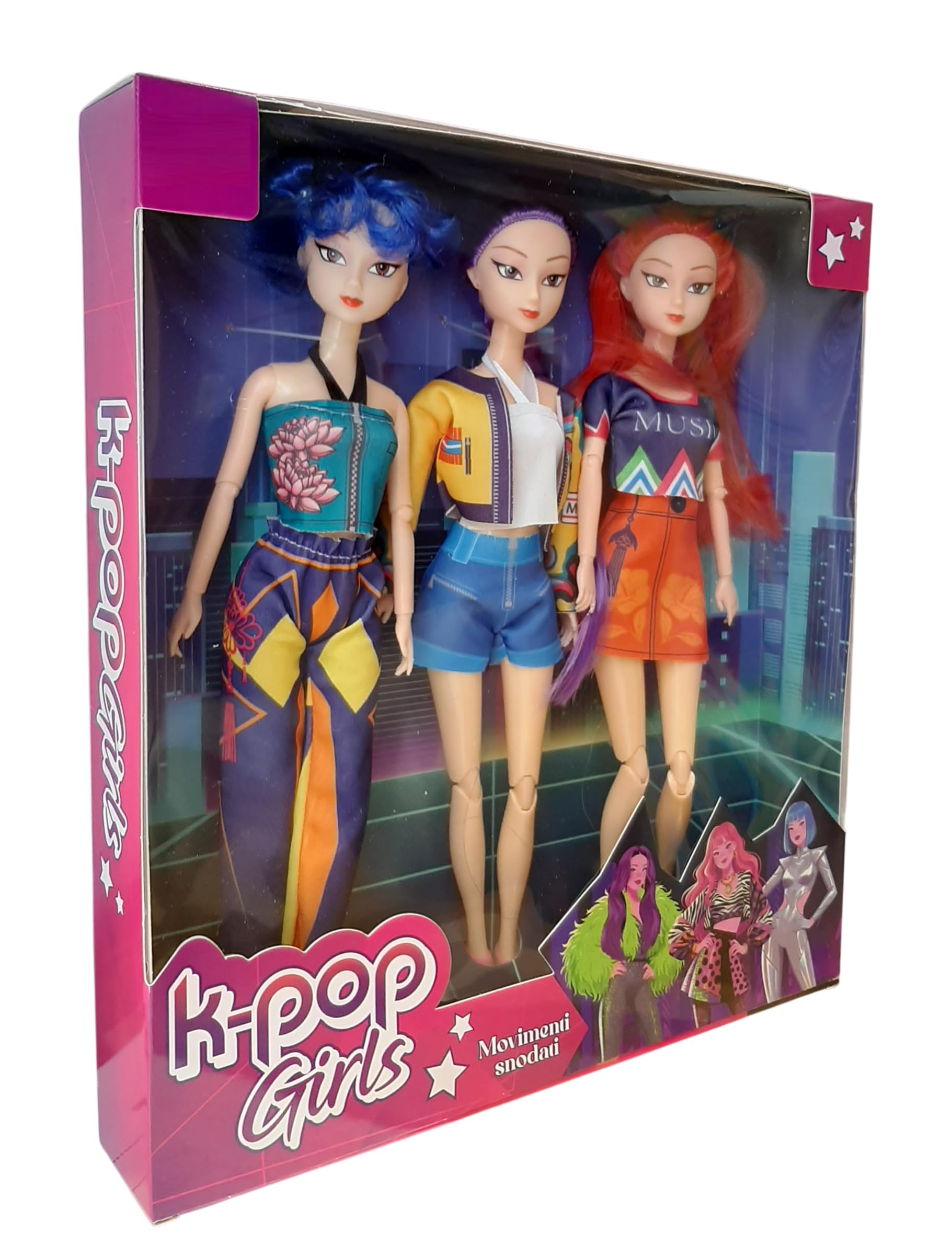 Microphone karaoké K pop Idols Stars Rumi Mira Zoeycon perche réglable connexion MP3/smartphone, jouet pour filles 100 cm, lumières + lot de 3 poupées H 30 cm – Idée cadeau