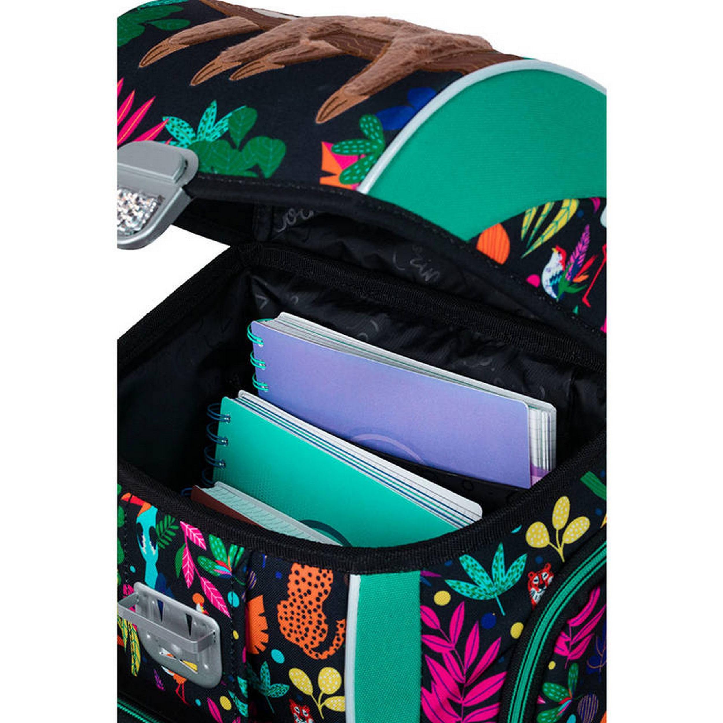 itenga Grundschul Ranzen Set - Schulranzen Set 3 teilig für Jungen und Mädchen mit Mäppchen Etui und Turnbeutel (Motiv Faultier - WILDKID)