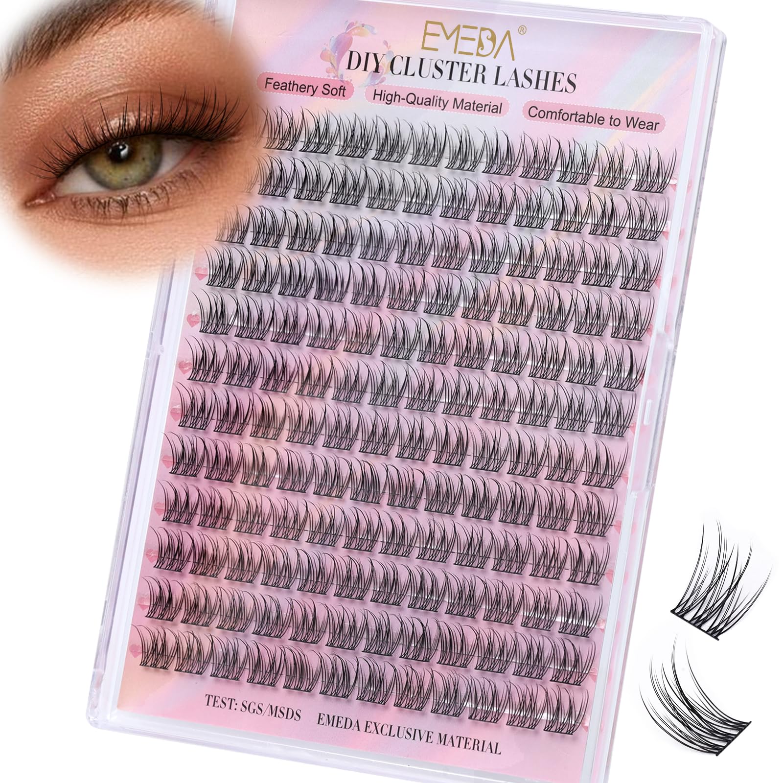 EMEDA ciglia finte ciuffetti, Ciglia a grappolo morbide e naturali 10mm 11mm 12mm 13mm mix DIY extension ciglia individuali fai da te ciuffetti ciglia naturali e Morbide (EME134 mix)