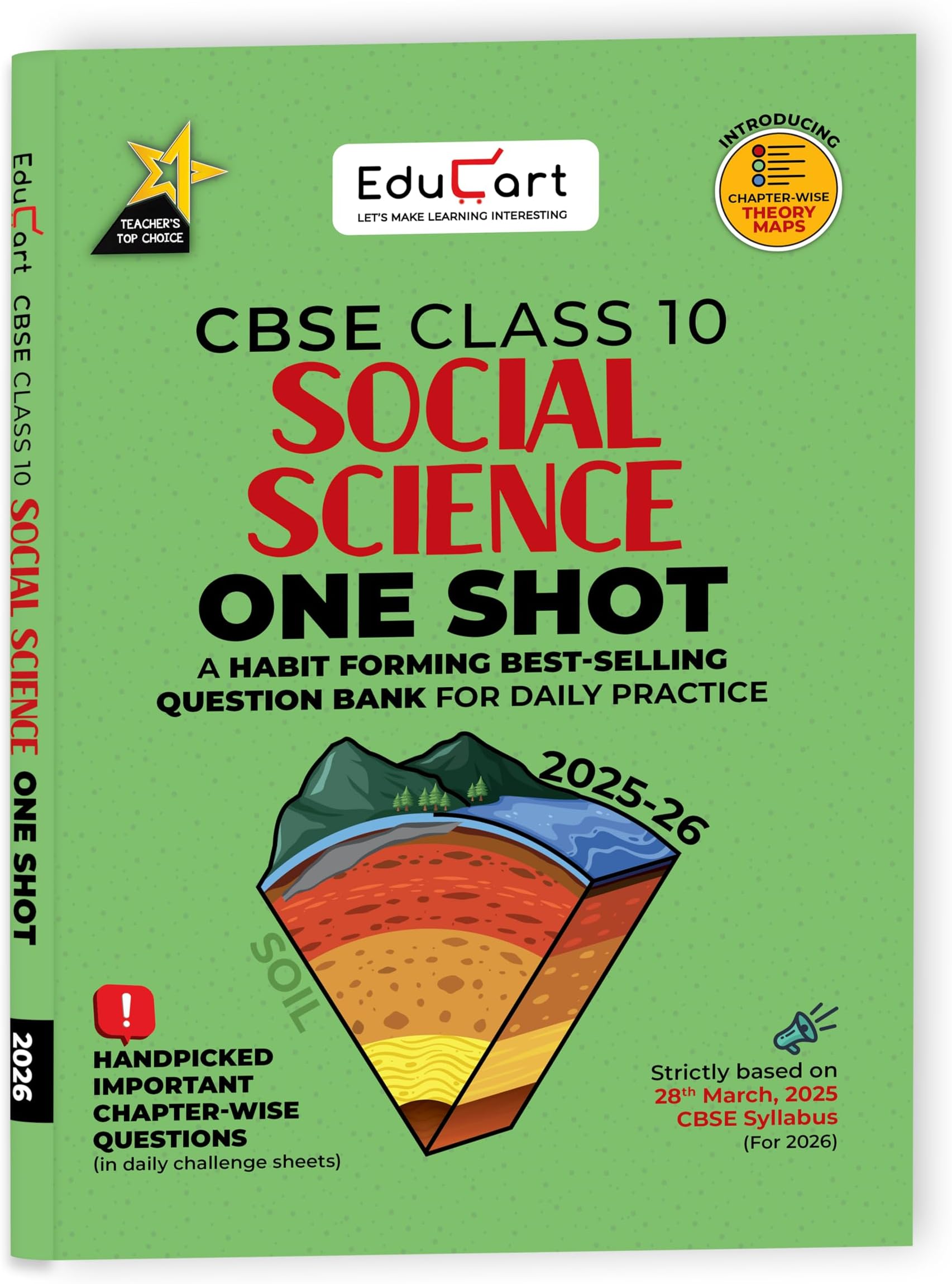 Educart One-shot Social Science CBSE Class 10 Question Bank 2025-26 on new Syllabus 2026 (Strictly for Boards Exam)