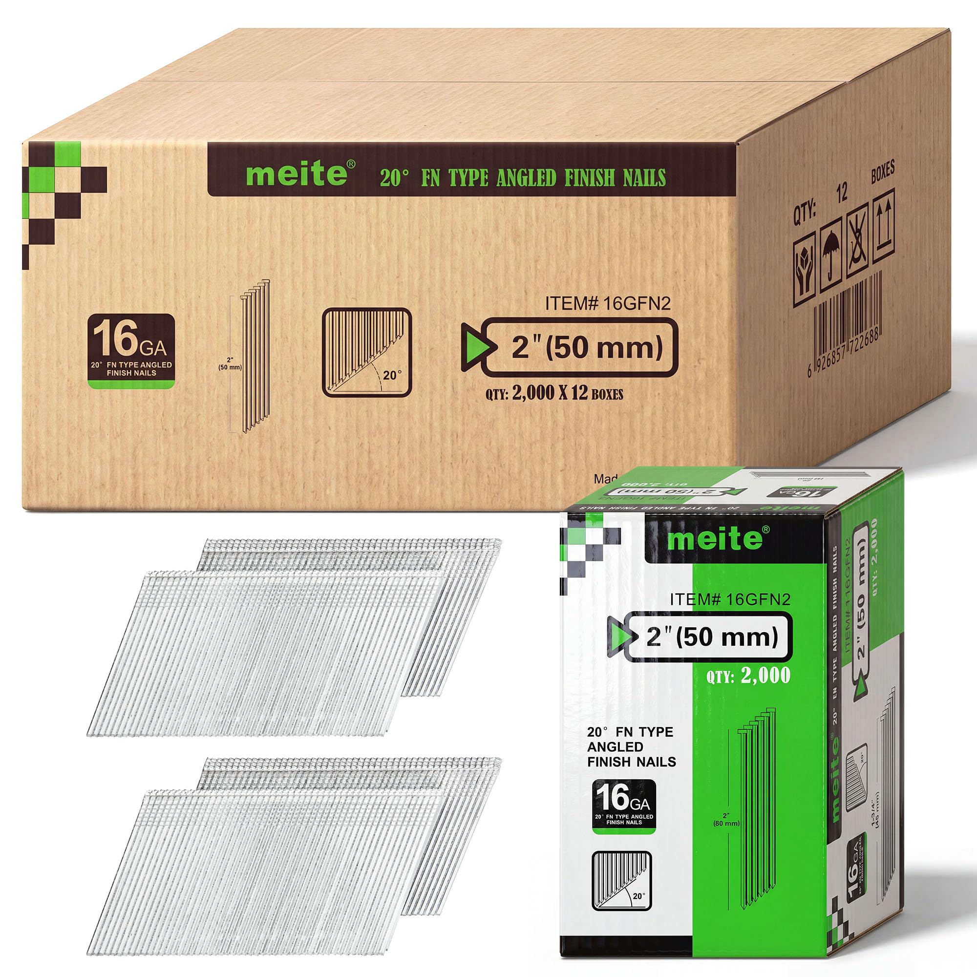 Meite 2 Inch Finish Nails - 2000 PCS -20 Meite 2 Inch Finish Nails - 2000 PCS -20