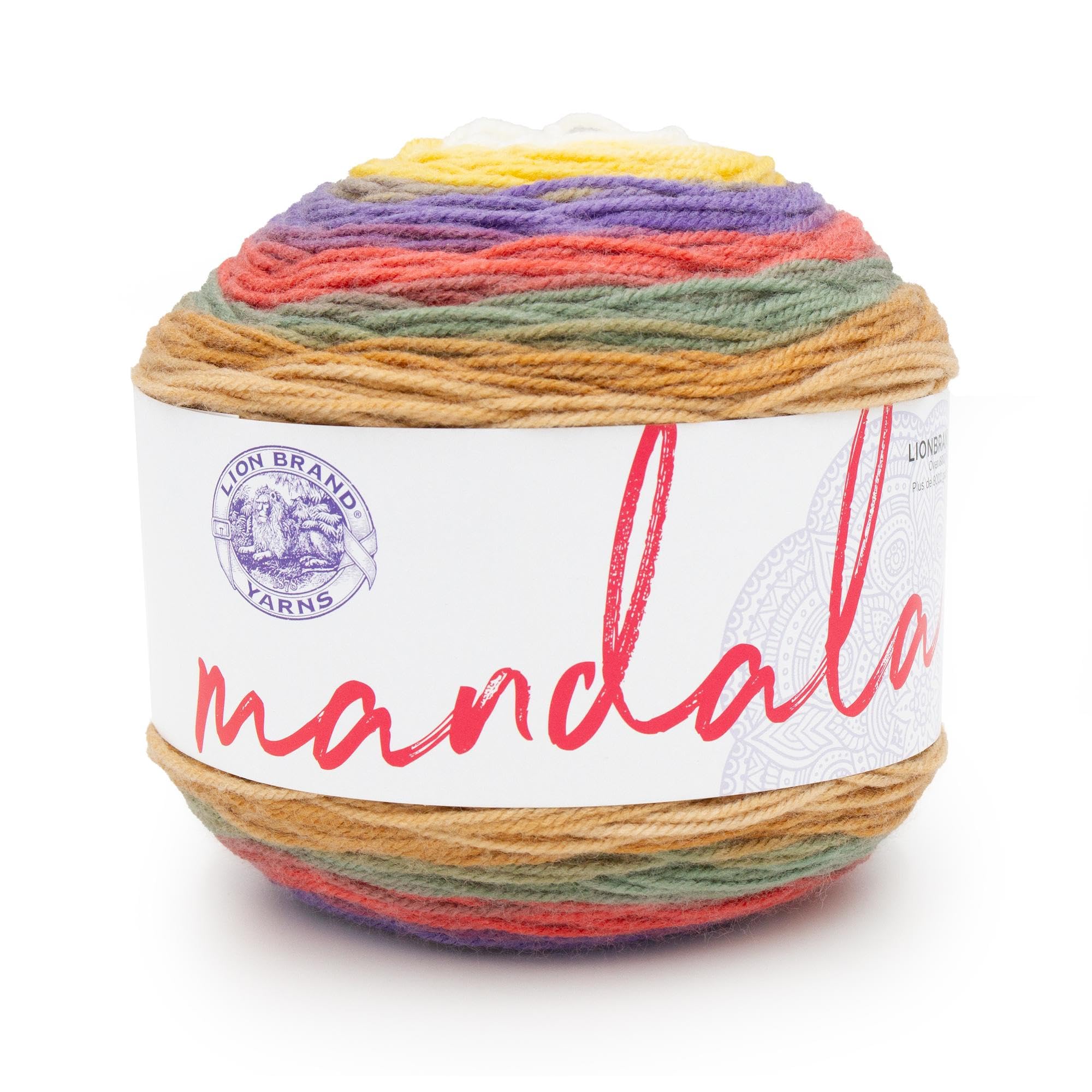 Lion Brand Yarn Mandala-Garn, mehrfarbiges Garn zum Stricken, Häkeln und Basteln, Bunt (Moomba), 1er-Pack