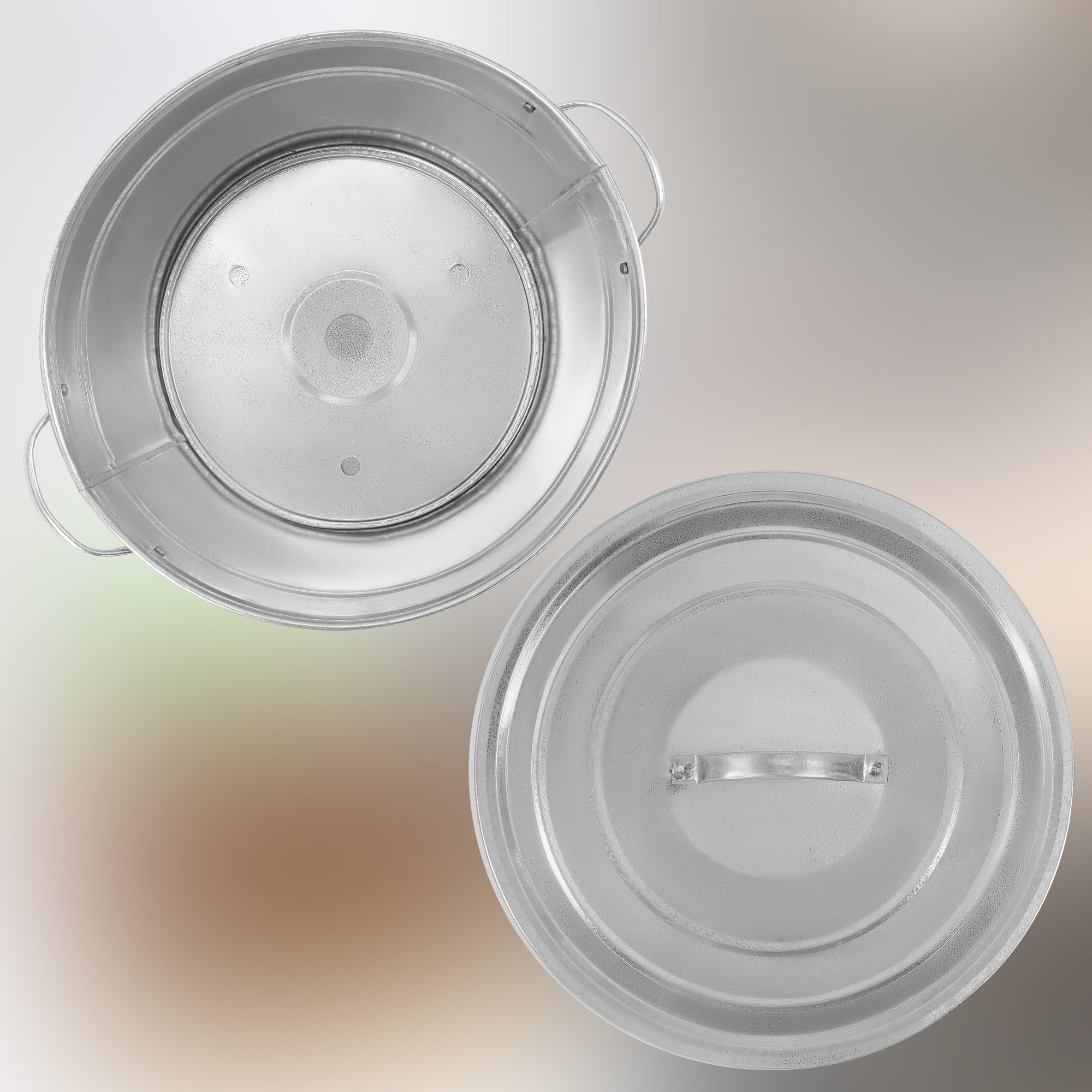 KOTARBAU® Olla Grande 25 L, con Tapa y Fondo Perforado, Acero Galvanizado
